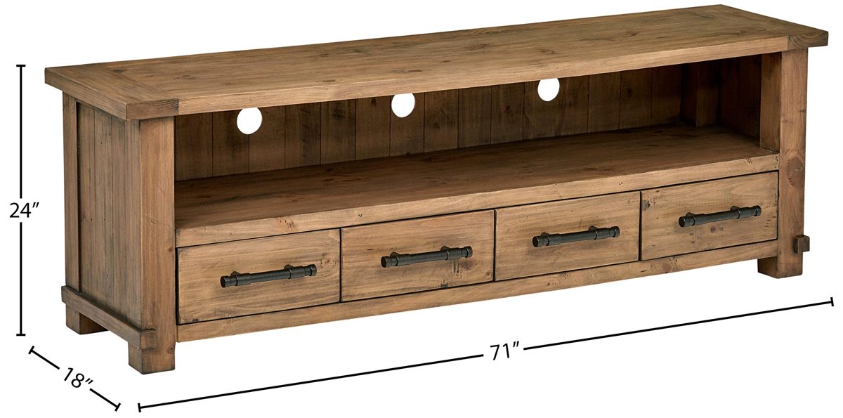 Amazon Brand – Stone & Beam Ferndale Rustic Reclaimed Pine Media TV Console Stand, 71"W, Sandstone