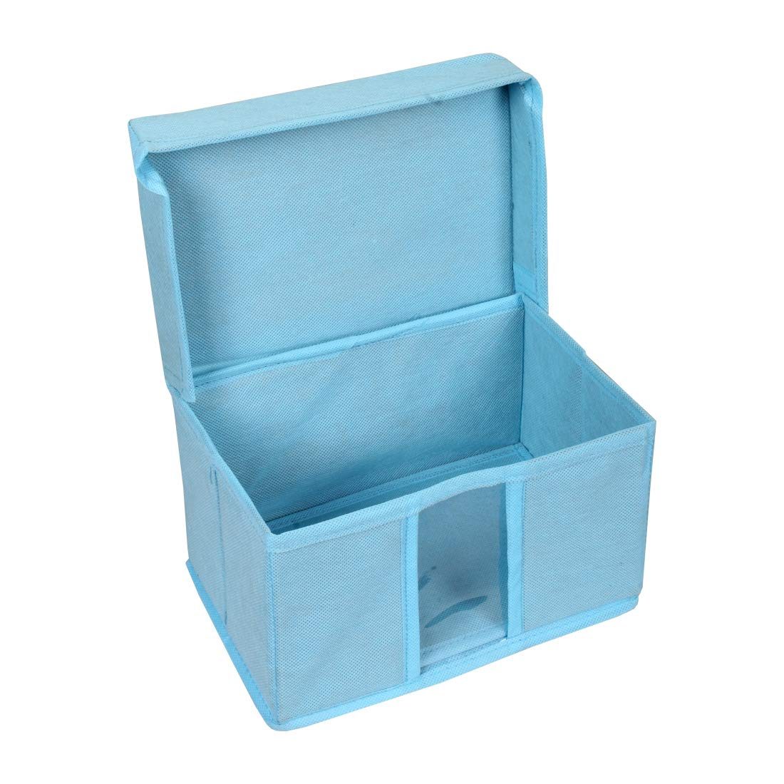 Amazon Brand - Solimo Fabric Rectangular Storage Box, Set of 6, Medical Blue