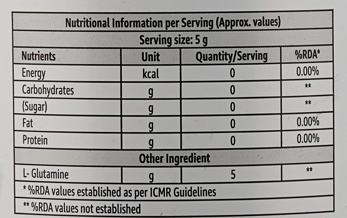 Amazon Brand - Solimo L Glutamine, 200 g