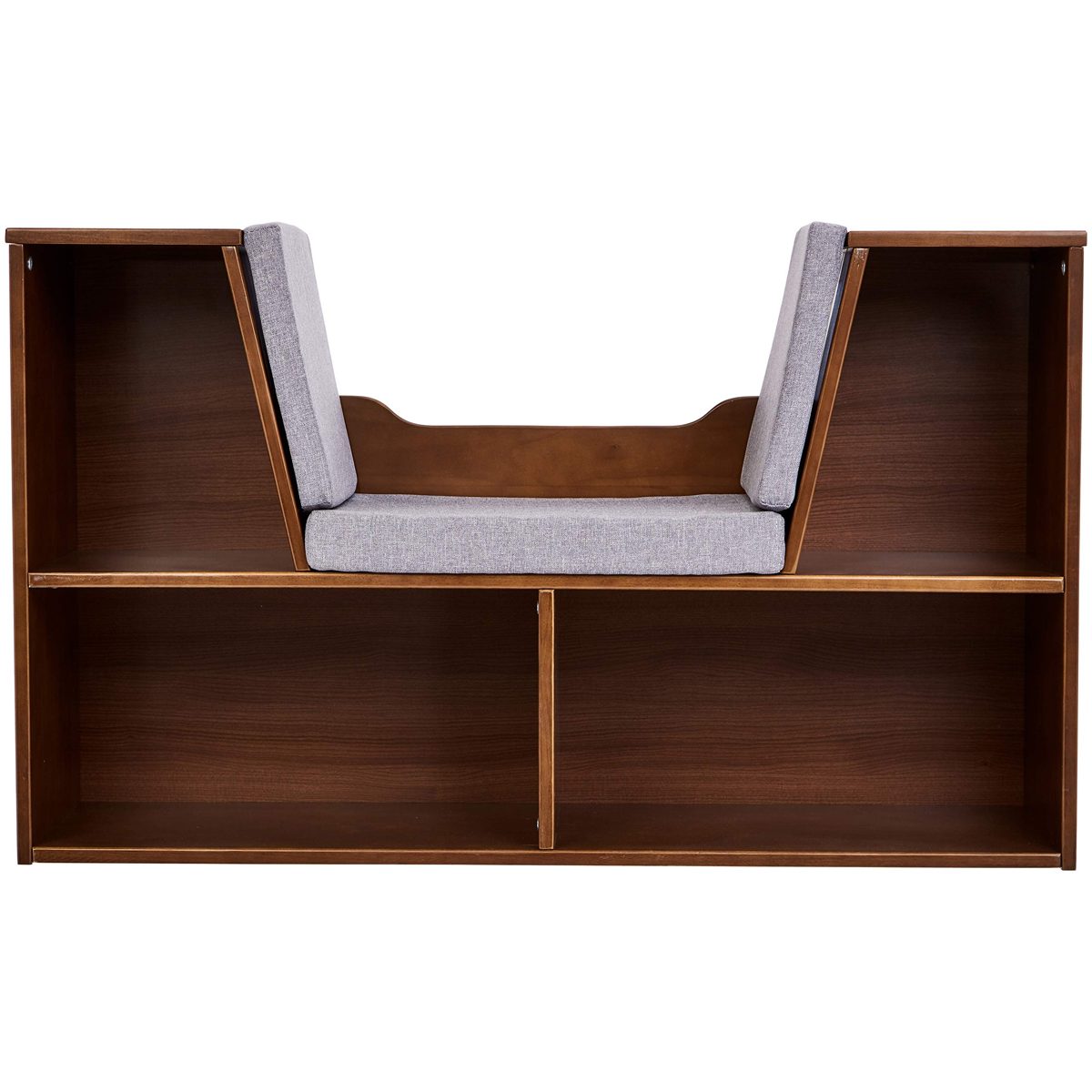 AmazonBasics Kids Bookcase with Reading Nook and Storage Shelves, Espresso