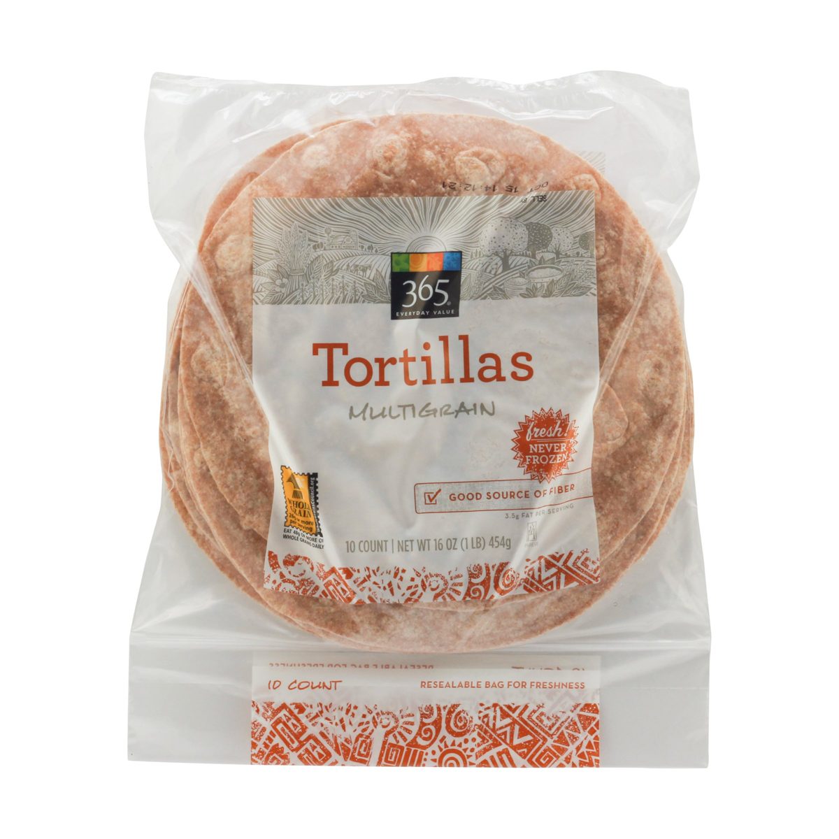 365 Everyday Value, Tortillas Multigrain, 8" , 10 CT