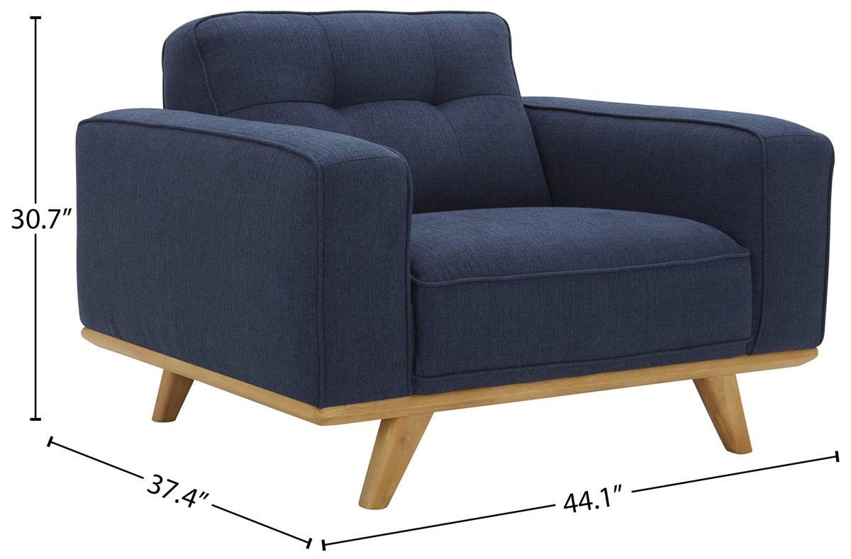 Amazon Brand – Rivet Bigelow Modern Upholstered Chair with Square Legs, 44.1"W, Navy