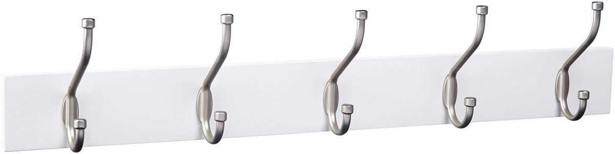 (Renewed) AmazonBasics Wall-Mounted Hook/Hanger/Coat Rack, White