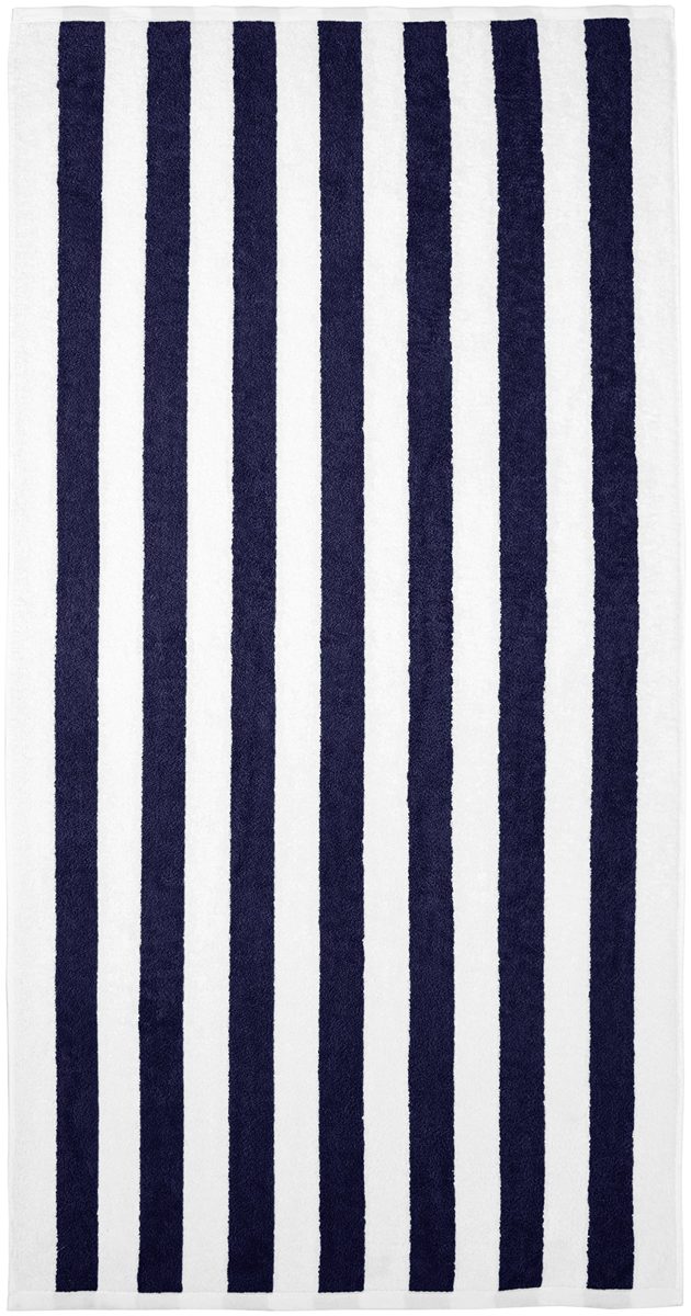 AmazonBasics Cabana Stripe Beach Towel - Pack of 2, Navy Blue
