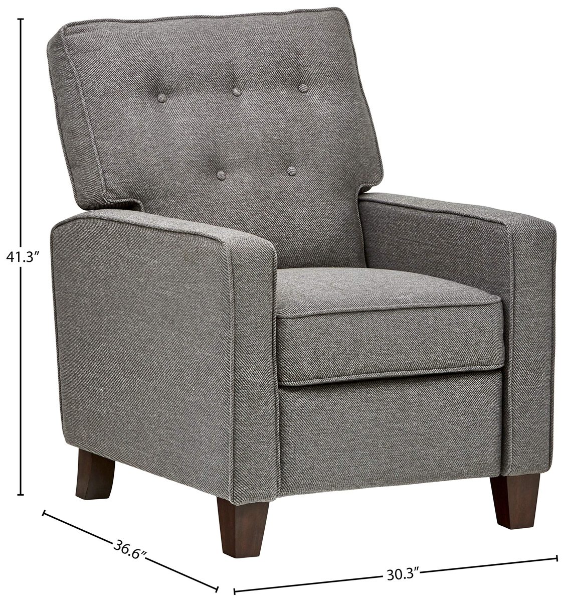 Amazon Brand – Stone & Beam Canfield Modern Reclining Tufted Arm Chair, 30.3"W, Light Grey