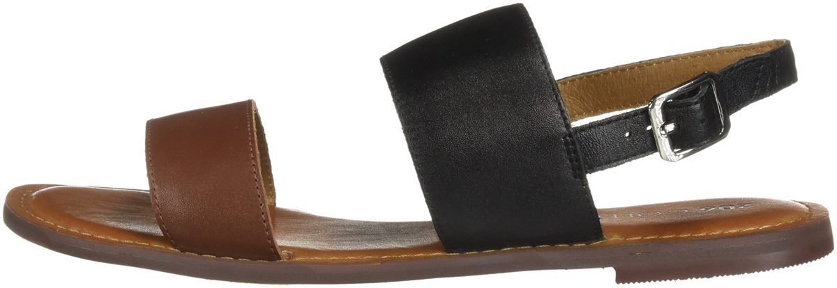 Amazon Brand - 206 Collective Women's Cedar Casual Double Band Sandal, Cognac/Black Leather, 11.5 B US