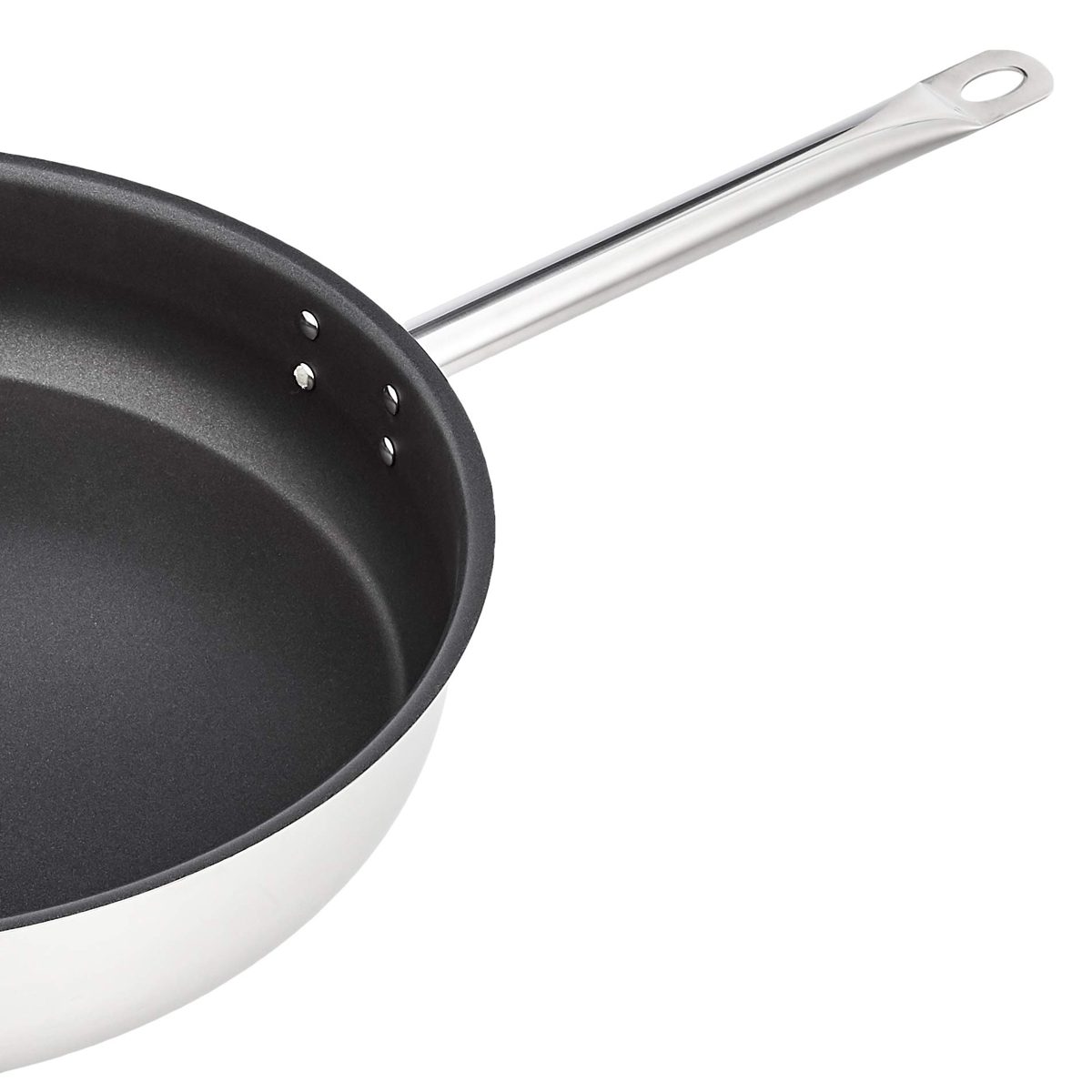 AmazonCommercial 16'' Non-Stick Stainless Steel Aluminum-Clad Fry Pan with Non-stick Coating and Helper Handle