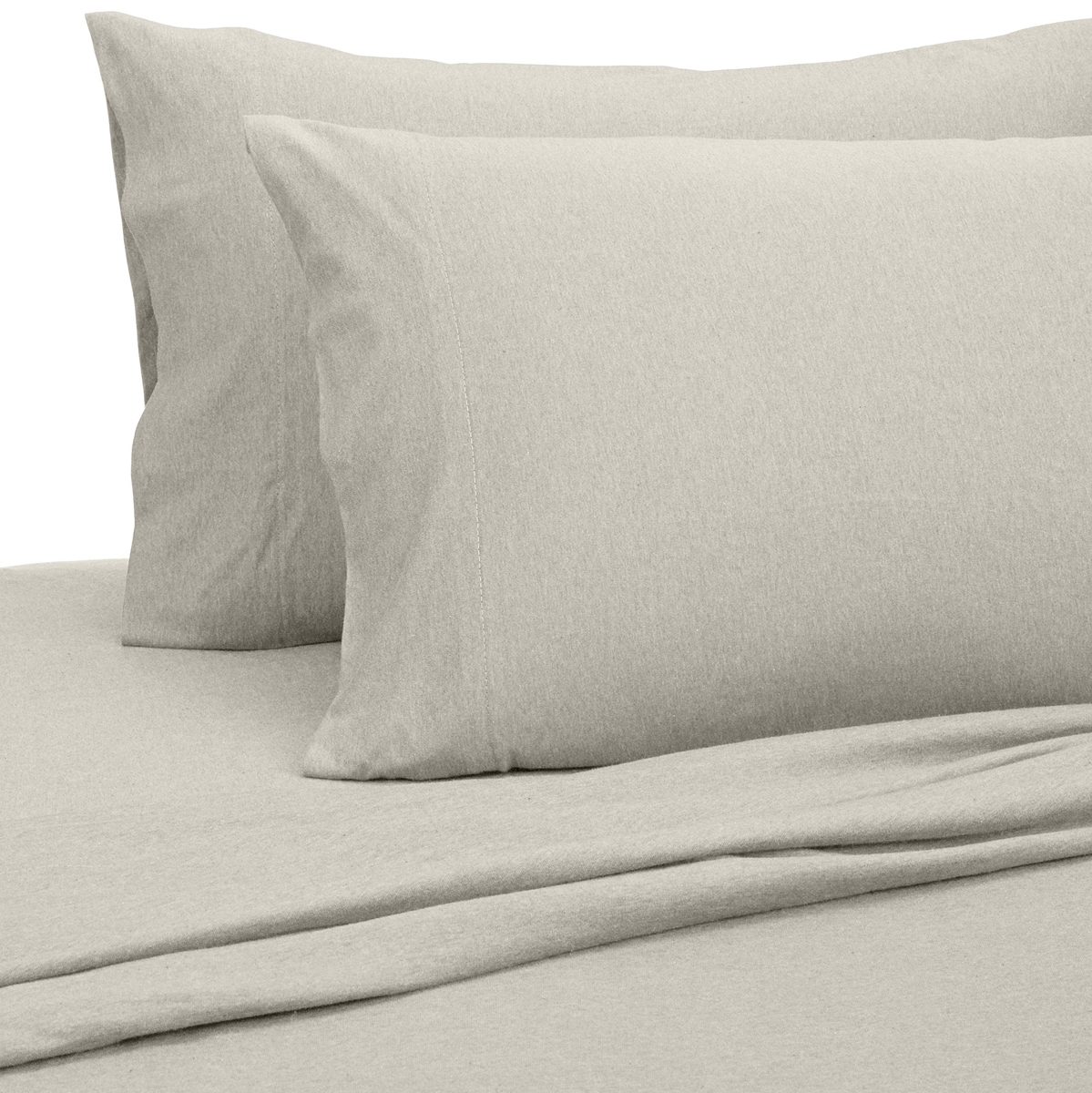 AmazonBasics Heather Cotton Jersey Bed Sheet Set - Queen, Oatmeal
