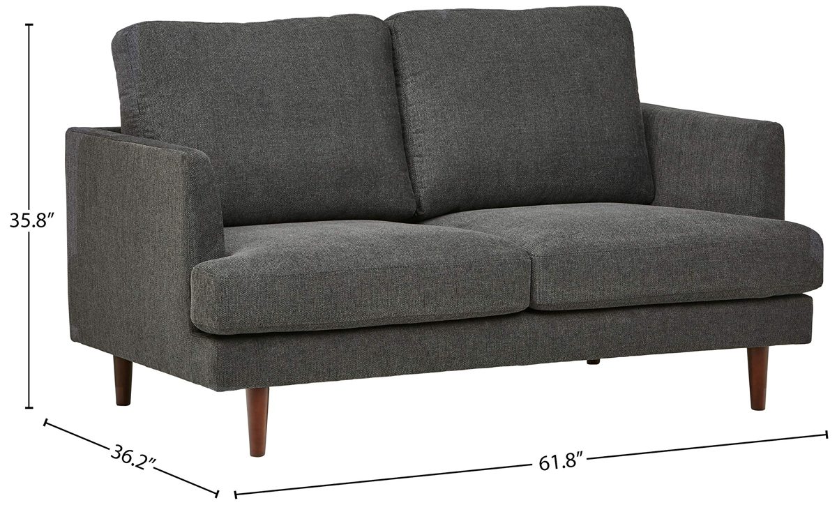 Amazon Brand – Rivet Goodwin Modern Loveseat Sofa, 61.8"W, Charcoal Grey