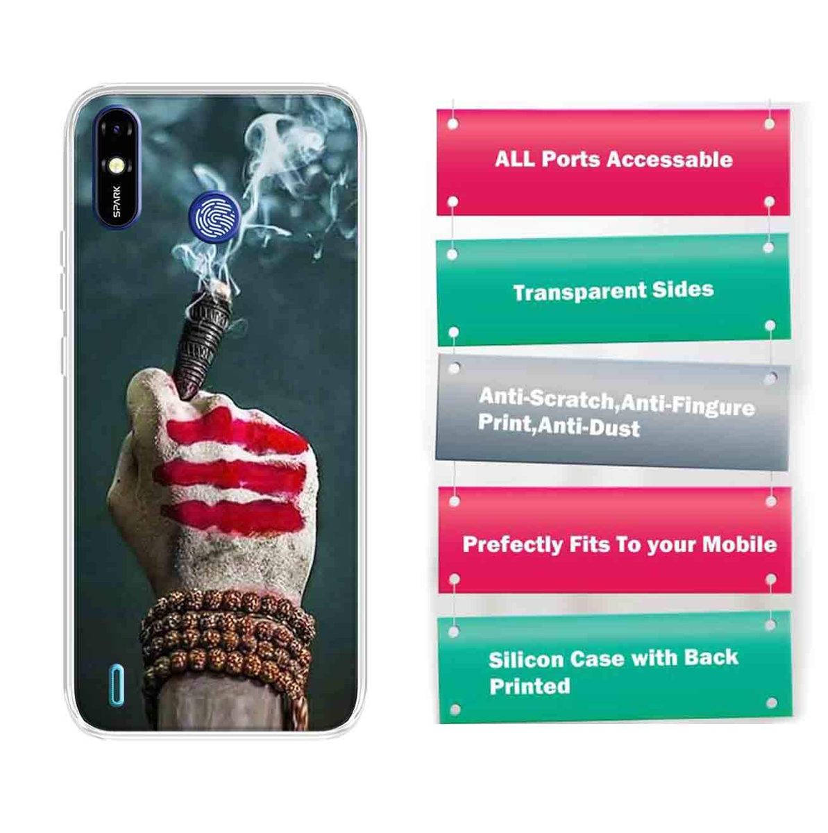 Amazon Brand - Solimo Designer Multicolor Shiva Printed Soft Back Case Mobile Cover for Tecno Spark Go Plus