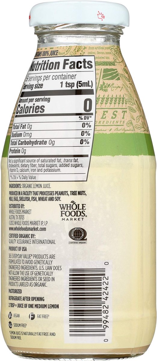 365 EVERYDAY VALUE Organic Lemon Juice, 10 FZ
