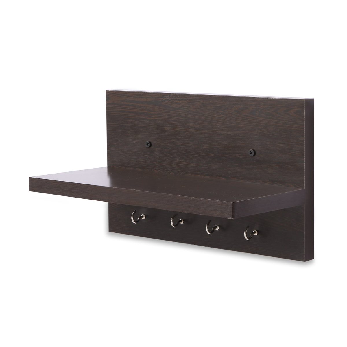 Amazon Brand - Solimo Wall-Mounted Wall Shelf with Key Hook (Matte Finish, Wenge)