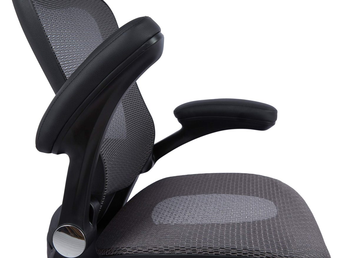 AmazonBasics - Adjustable High-Back Mesh Chair with Flip-up Arms and Head Rest – Grey (Renewed)