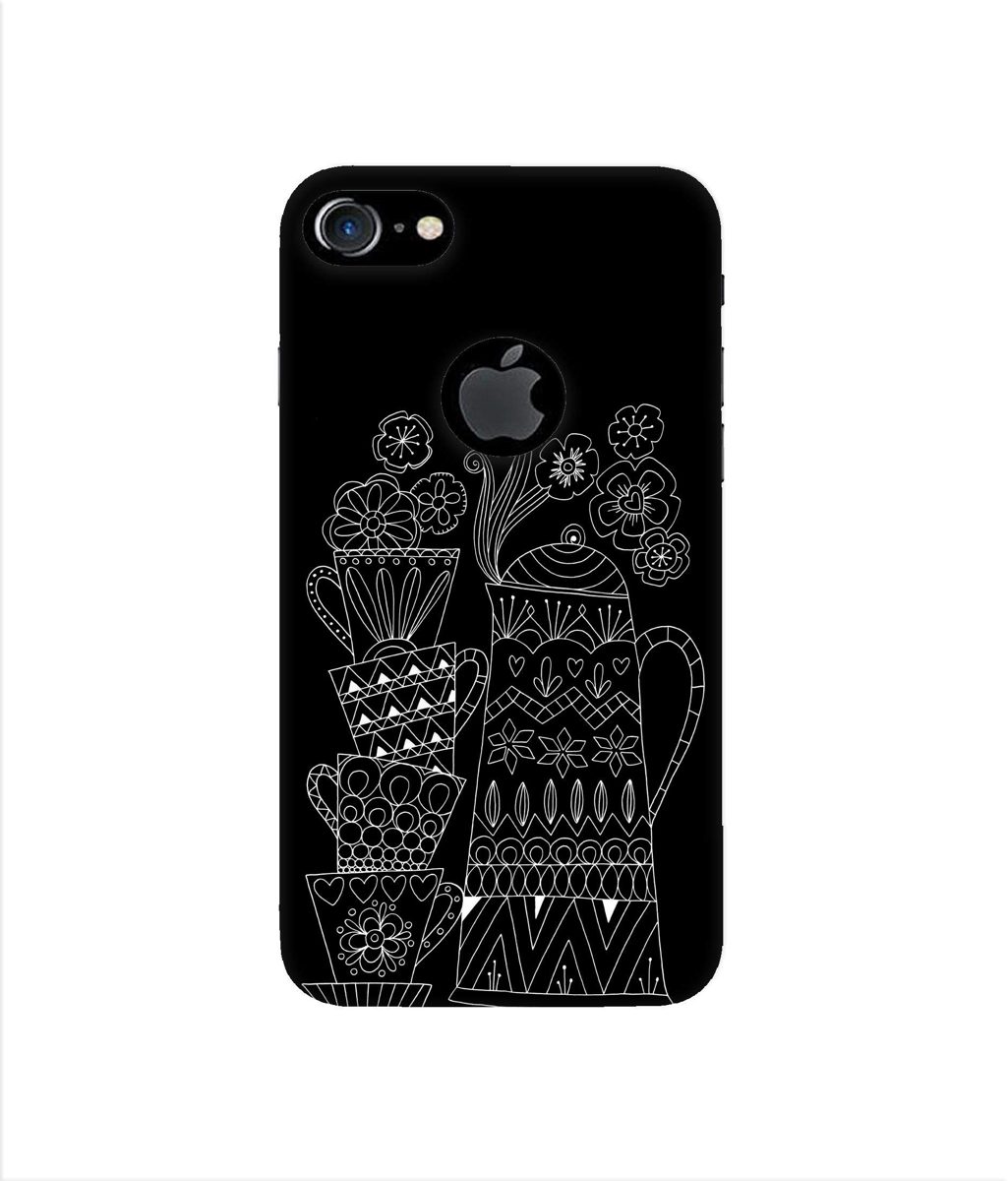 Amazon Brand - Solimo Designer Cups and Tea Pot 3D Printed Hard Back Case Mobile Cover for Apple iPhone 7 (with Logo Cut)