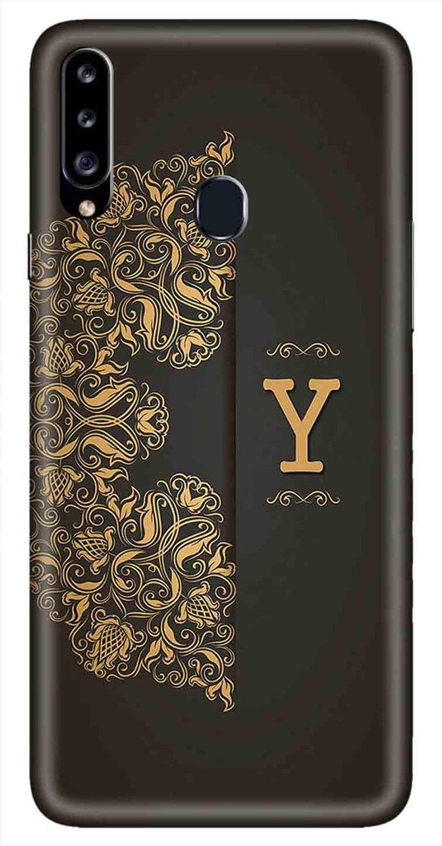 Amazon Brand - Solimo Designer Black Pattern Alphabet-Y 3D Printed Hard Back Case Mobile Cover for Samsung Galaxy A20s