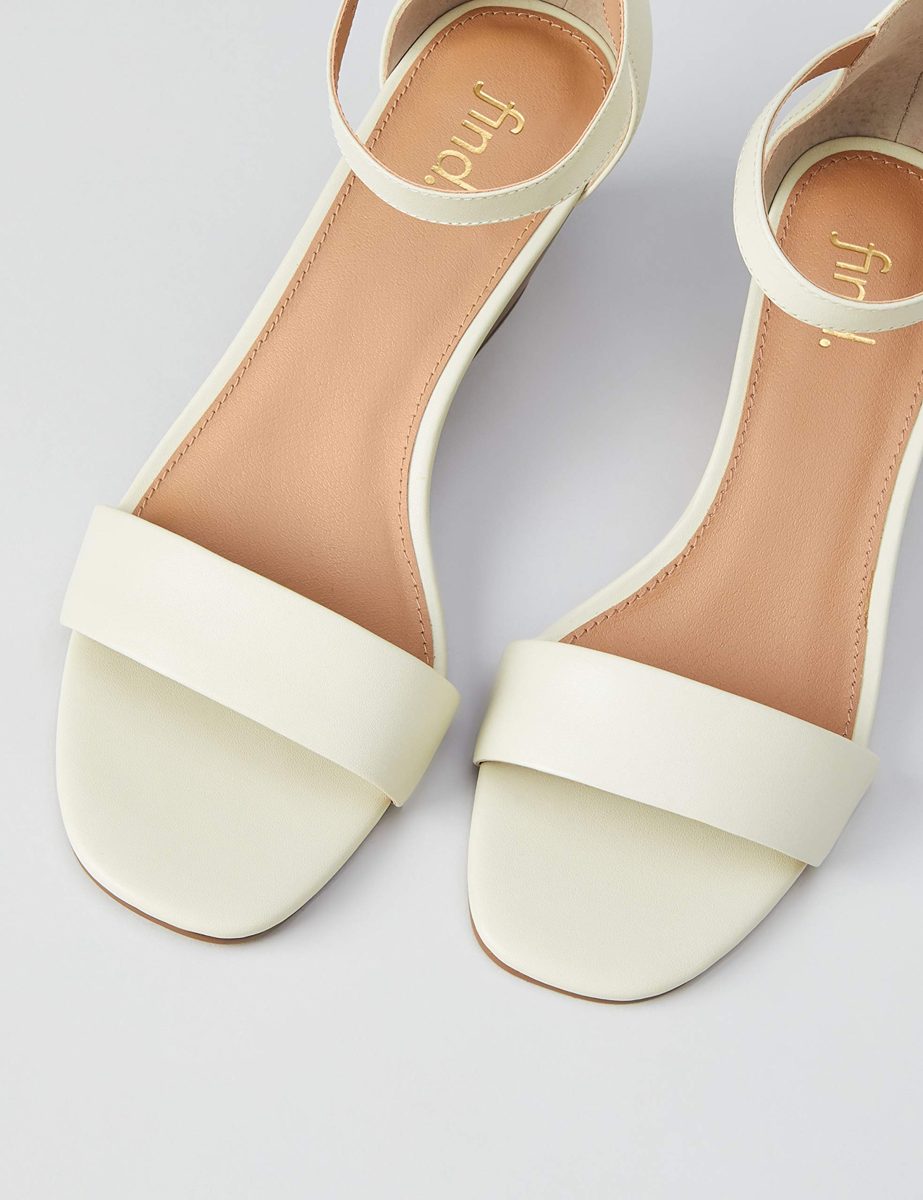 Amazon Brand - find. Women's Wedge Leather, Ivory (Off-white), 6