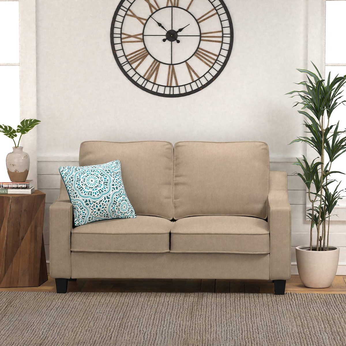 Amazon Brand – Stone & Beam Isabel Traditional Loveseat Sofa, 83.8"W, Tan