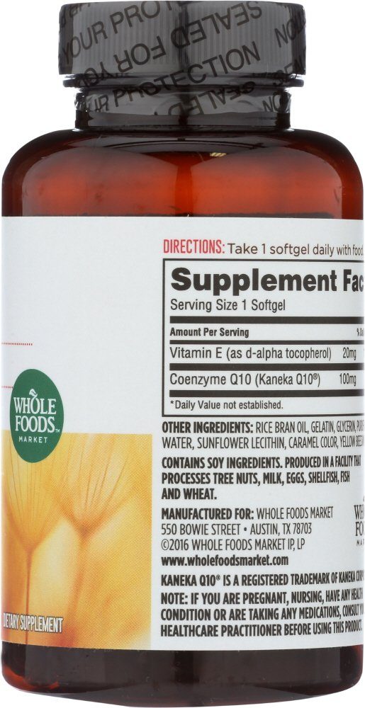 Whole Foods Market, CoQ10 100mg plus Vitamin E, 120 ct