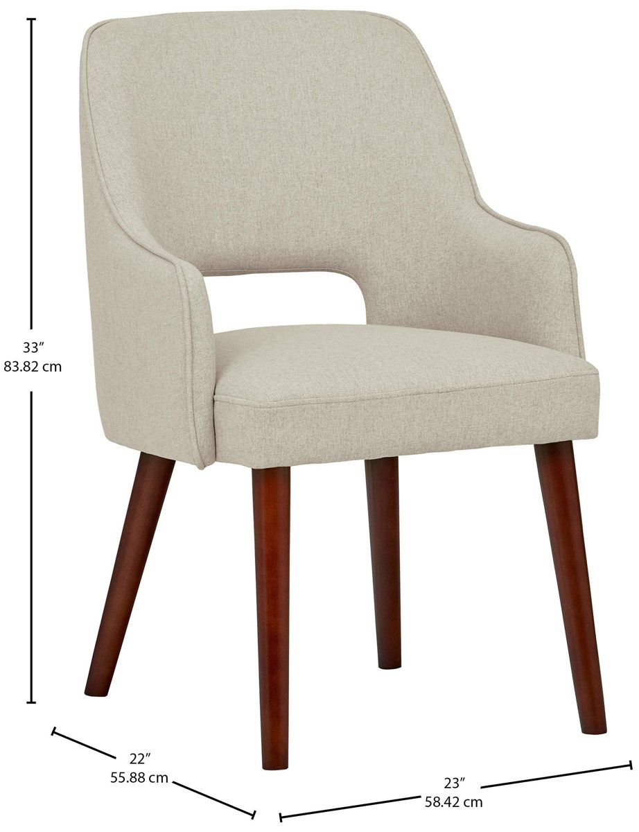 Amazon Brand – Rivet Malida Mid-Century Modern Open Back Kitchen Dining Room Accent Chair, 33"H, Chalk