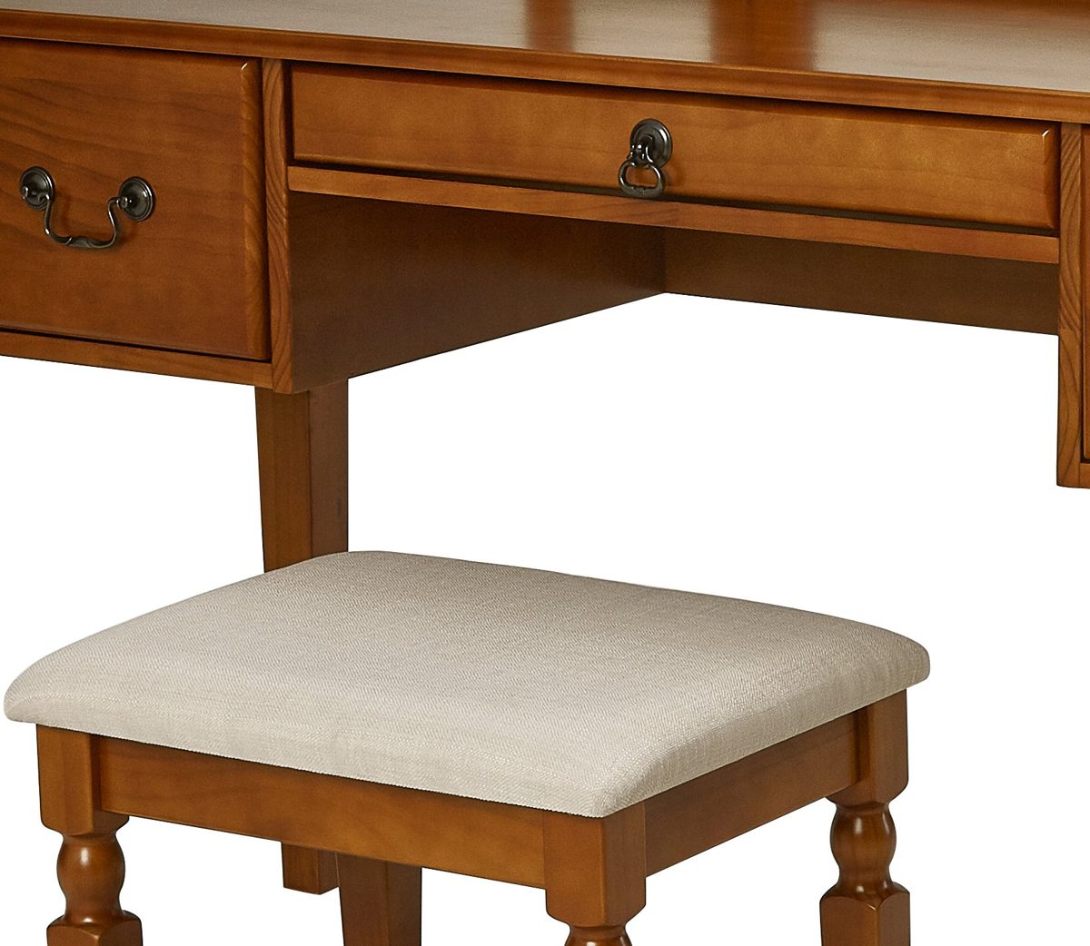 AmazonBasics Classic Grand 3-Piece Mirror Table Vanity Set with Stool - Cherry