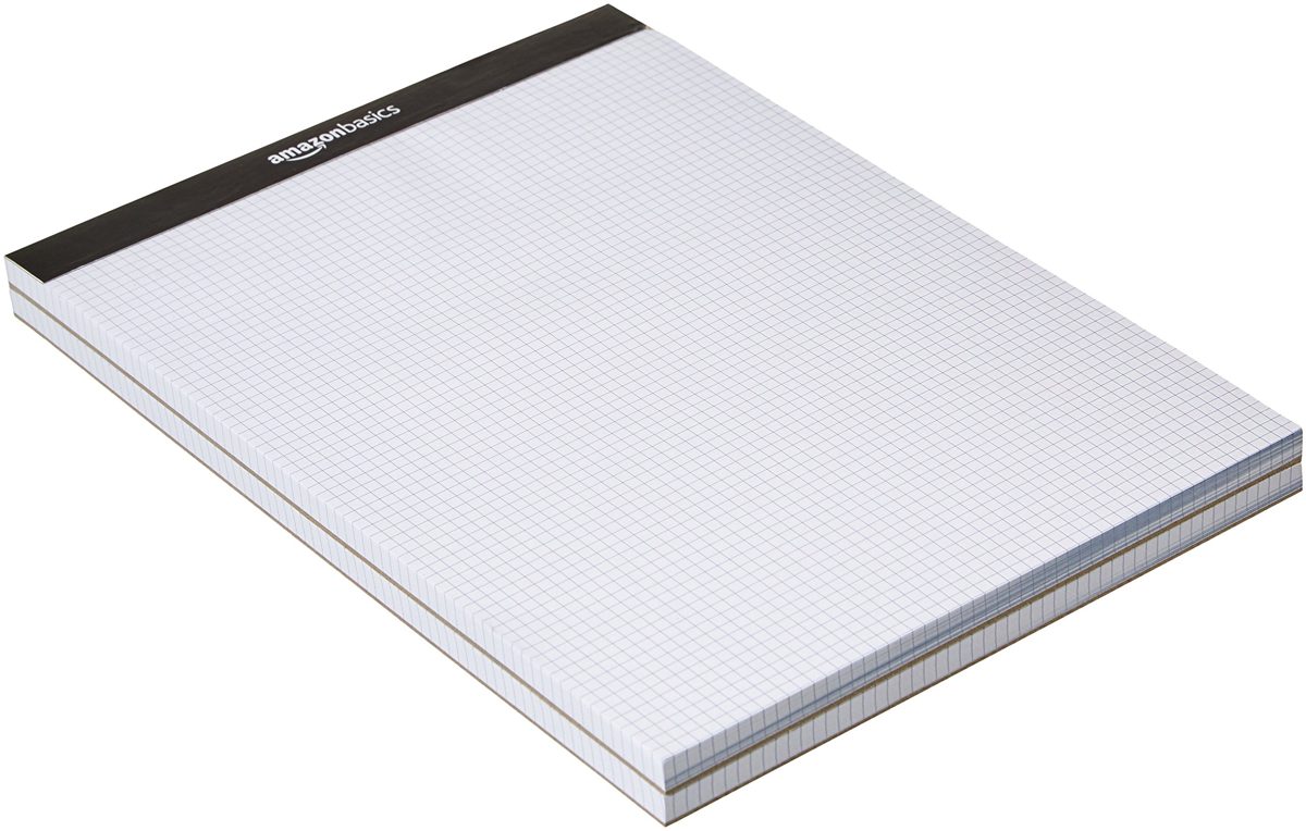 AmazonBasics Paper Pad - Quad-Ruled, 8.5 Inch x 11.75 Inch, 2-Pack