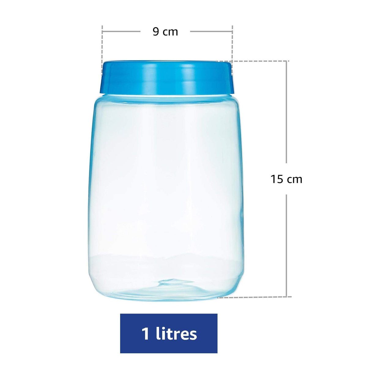 (Renewed) Amazon Brand - Solimo Plastic Storage Bottle Set, 1 Litre, Set of 3, Multicolour