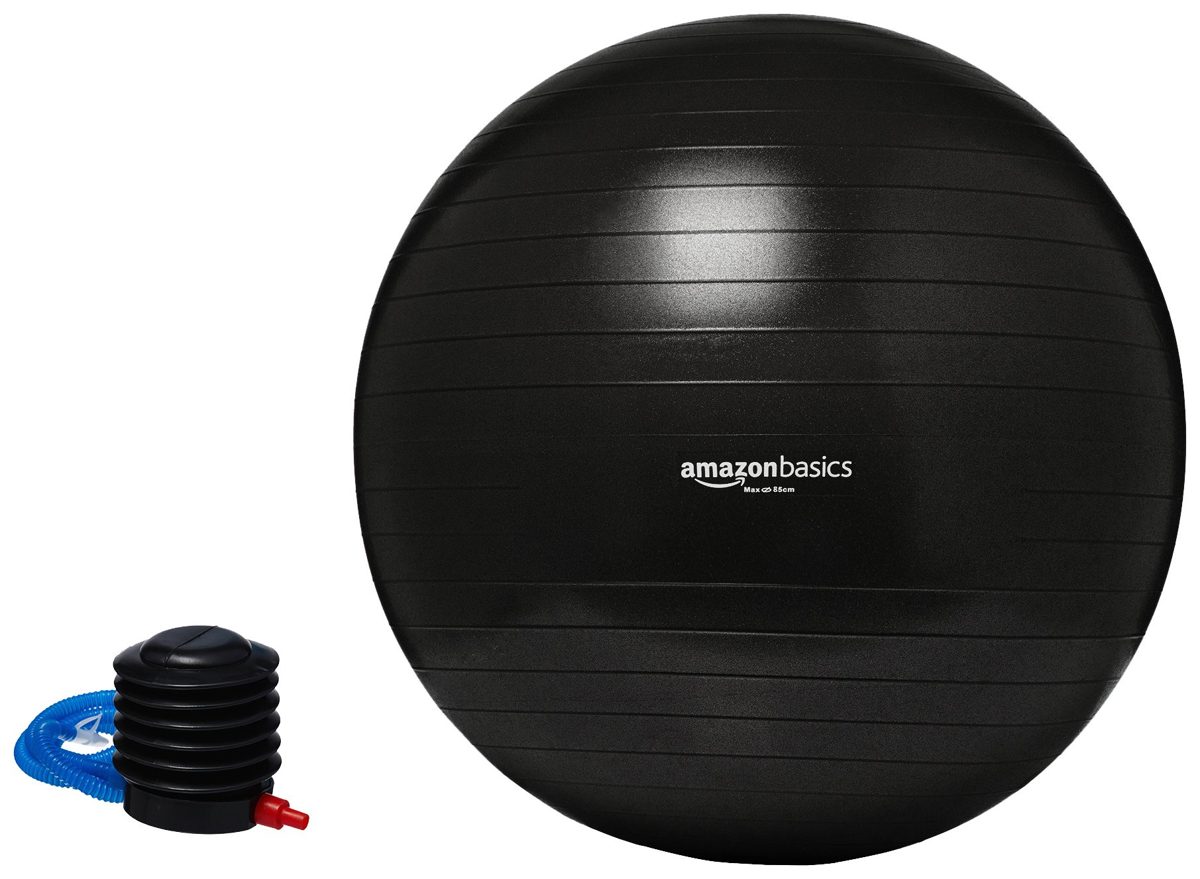 AmazonBasics Balance Ball with Foot Pump - 55cm, Black