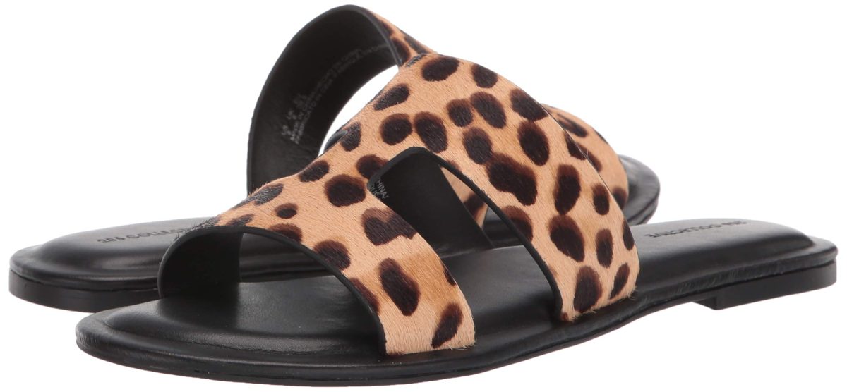Amazon Brand - 206 Collective Women's Sabor Flat Sandal, Leopard Calf Hair, 12 B US