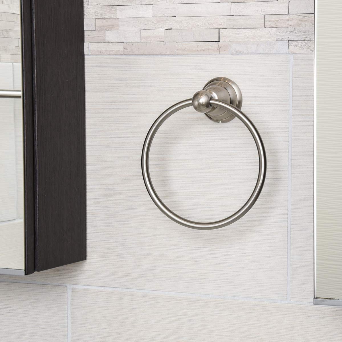 AmazonBasics Classic Hand Towel Holder Ring - Satin Nickel