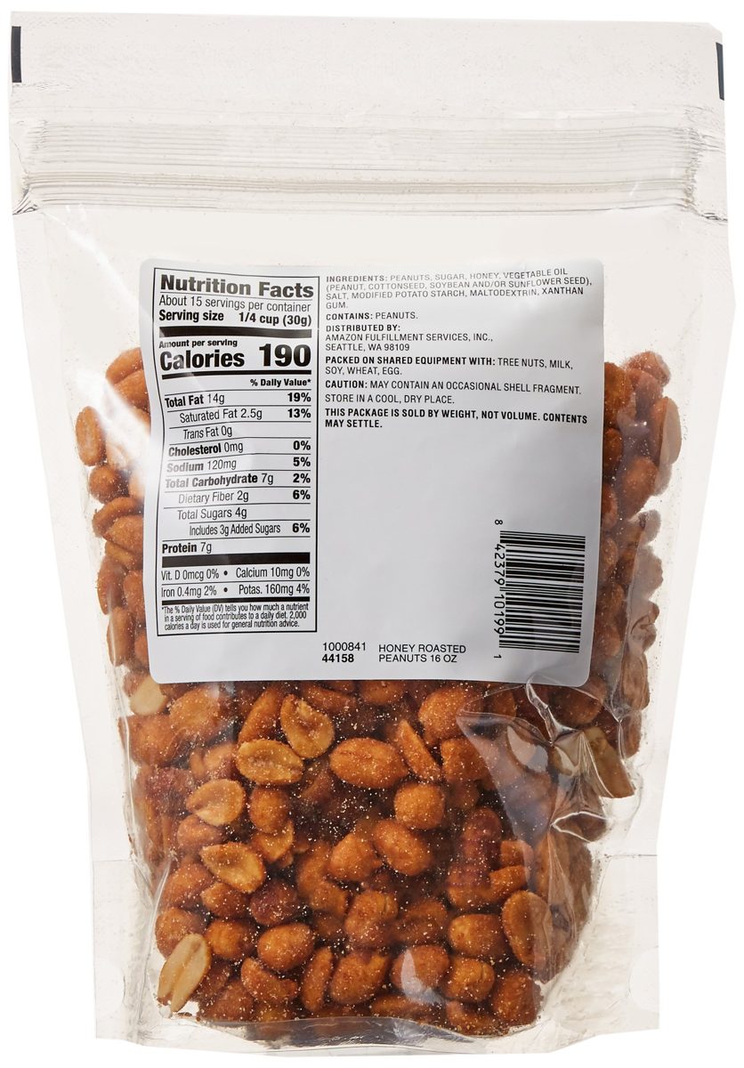 Amazon Brand - Happy Belly Honey Roasted Peanuts,16 ounce