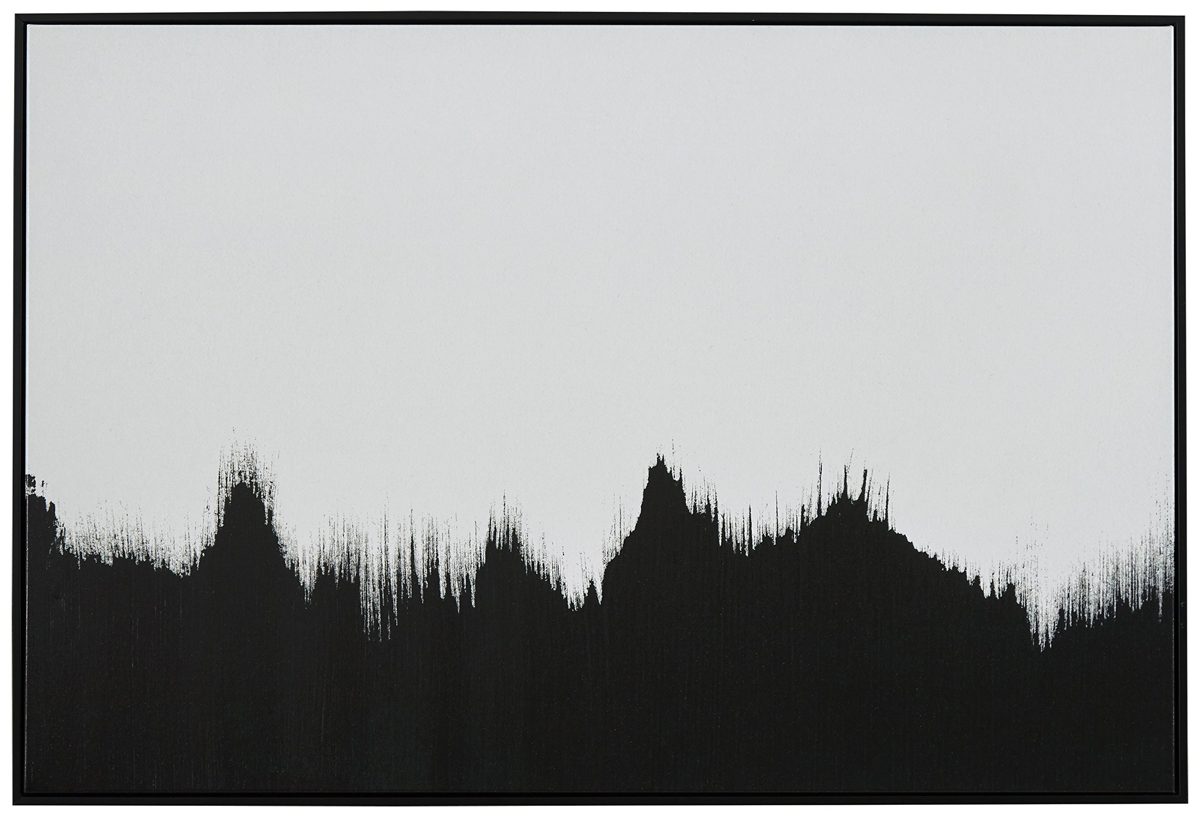 Amazon Brand – Rivet Abstract Black and White Wall Art Print of Tree Line in Black Frame, 36" x 24"