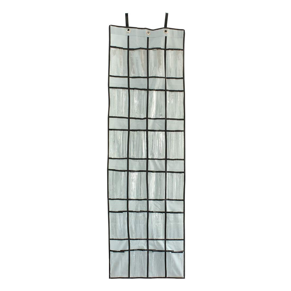 Amazon Brand - Solimo Over the Door Shoe Organiser, 24 Pockets, Grey