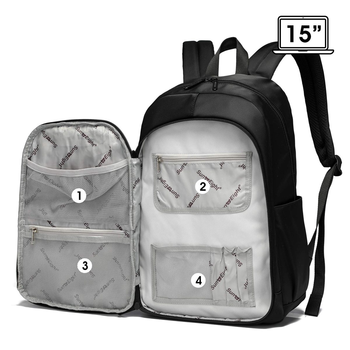 Caran·Y Kids Backpack Boy and Girl 18 inc Large Size Multiple pockets (L-18 Inc, Black