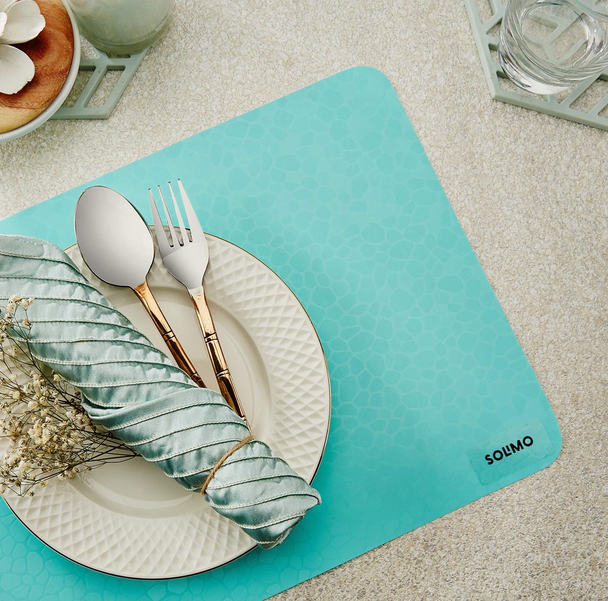 Amazon Brand - Solimo PVC Fridge Multipurpose Mat, Diamonds, Set of 6, Multi