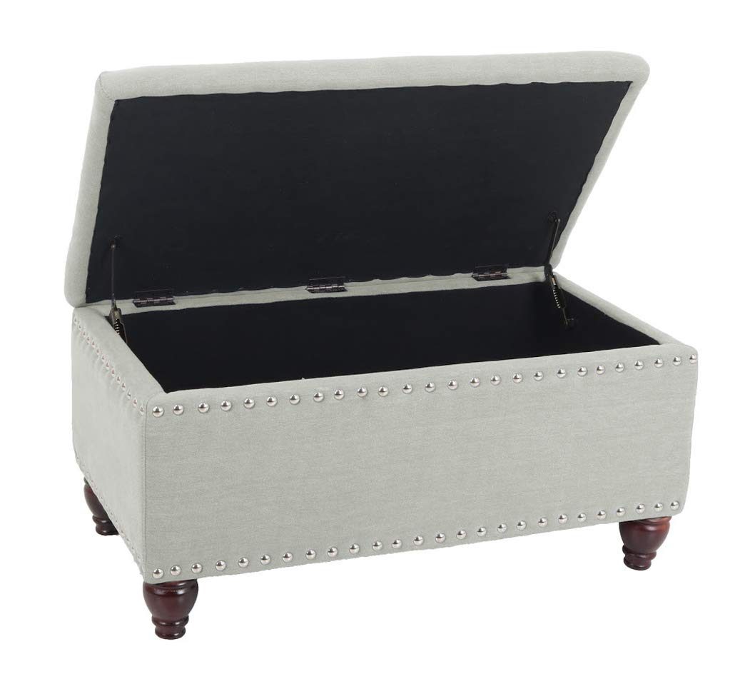 Amazon Brand – Ravenna Home Barrow Nailhead Storage Ottoman Bench, 35.5"W