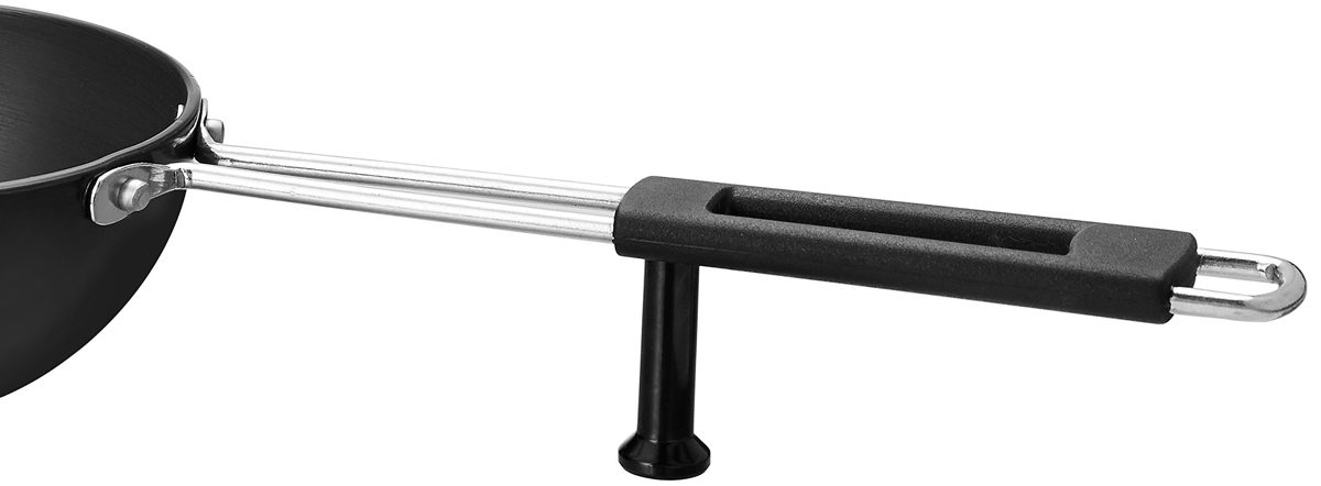 Amazon Brand - Solimo Hard Anodized Tadka Pan, 13 cm/ 500 ml, Black