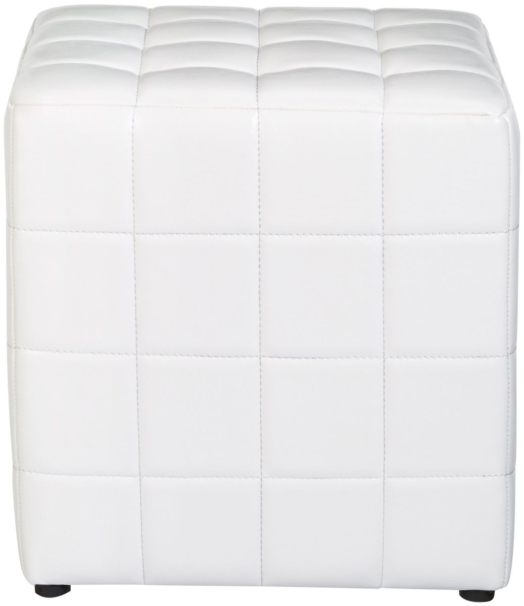 First Hill Altair Square Faux-Leather Ottoman - Moonlight White