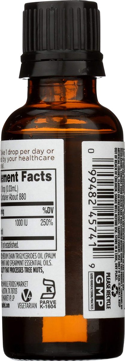Whole Foods Market, Liquid Vitamin D-3, Mint Flavor, 1 oz