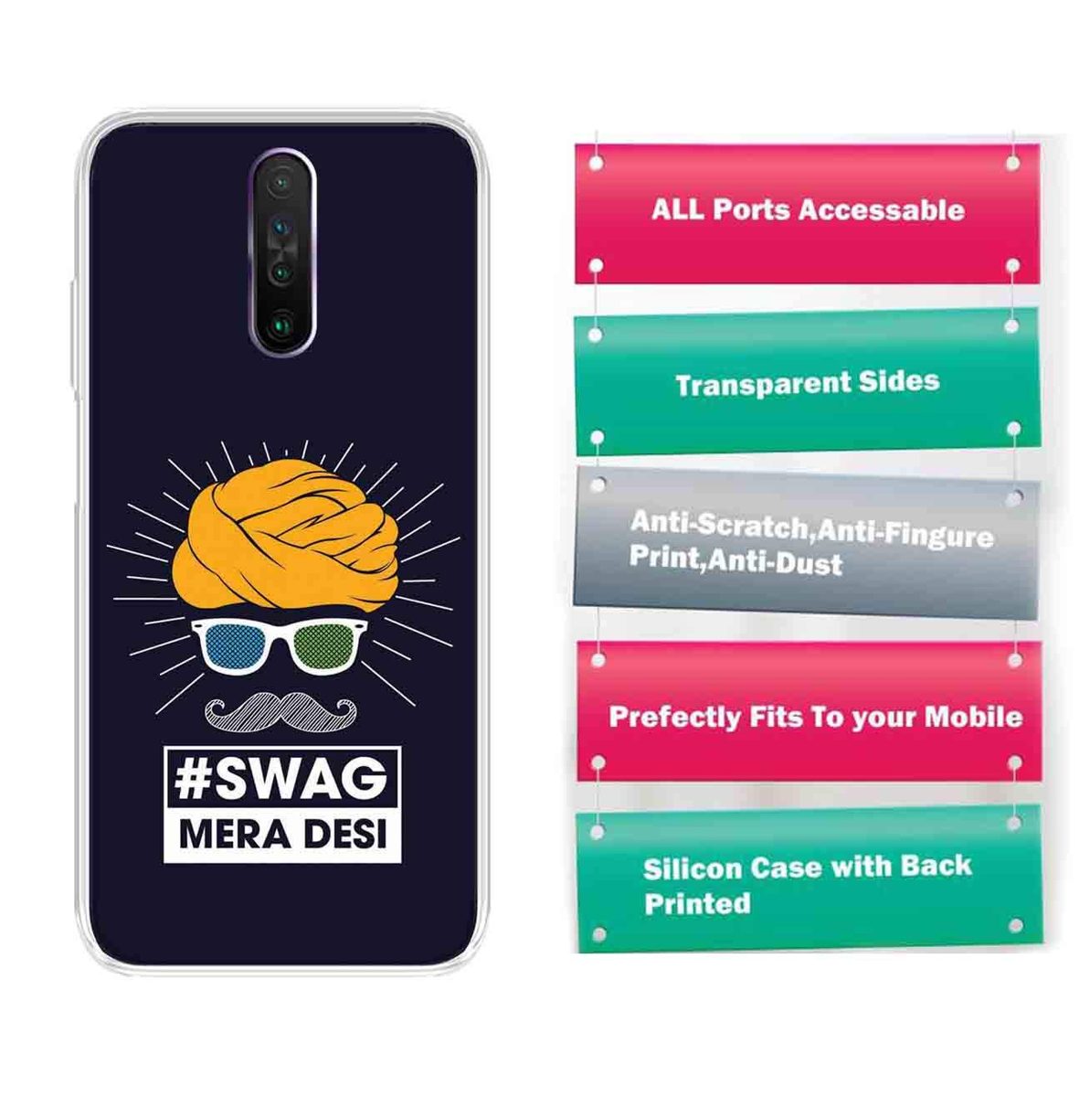 Amazon Brand - Solimo Designer Multicolor Swag Mere Desi Printed Soft Back Case Mobile Cover for Poco X2 / Xiaomi Redmi K30