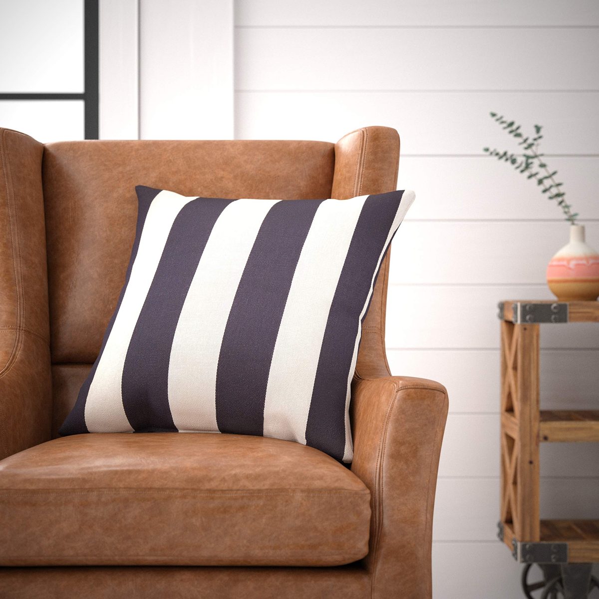 Amazon Brand – Stone & Beam Classic Stripe Outdoor Throw Pillow - 20 x 20 Inch, Nautical