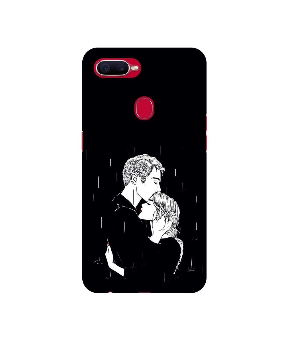Amazon Brand - Solimo Designer Couples Standing in Rain 3D Printed Hard Back Case Mobile Cover for Oppo F9