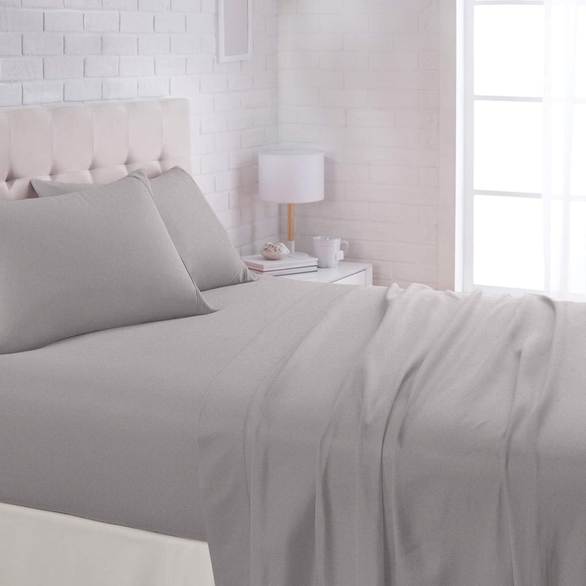 AmazonBasics Lightweight Super Soft Easy Care Microfiber Bed Sheet Set with 16" Deep Pockets - King, Dark Grey