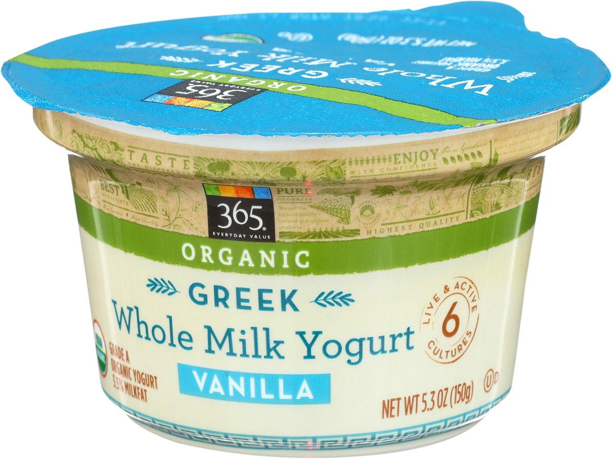 365 Everyday Value, Organic Greek Whole Milk Yogurt, Vanilla, 5.3 oz