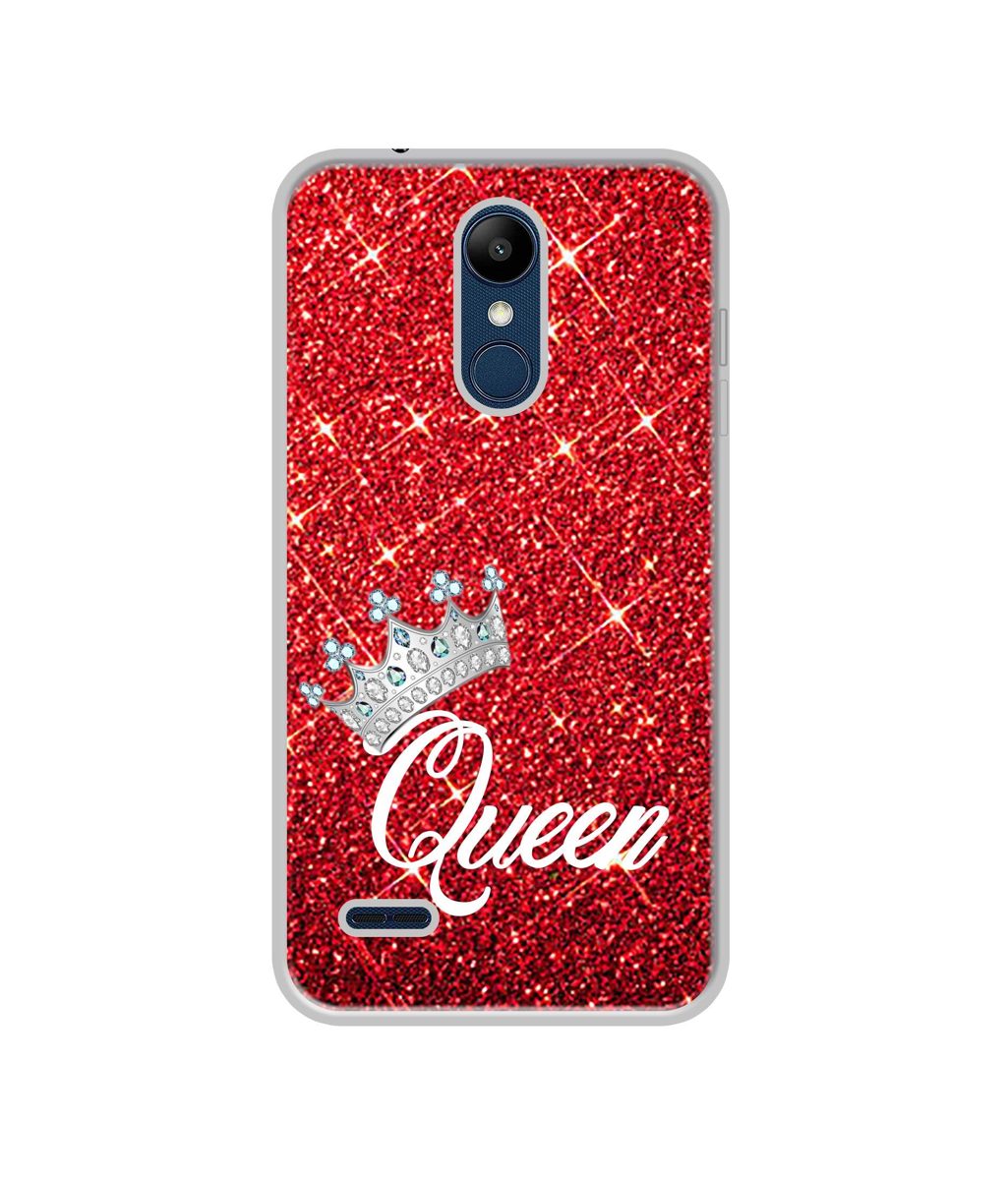 Amazon Brand - Solimo Designer Queen On Red Glitter UV Printed Soft Back Case Mobile Cover for LG K9