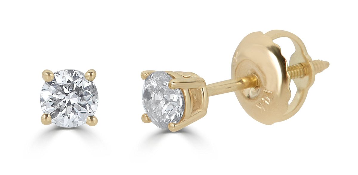 14k Yellow Gold Round-Cut Diamond Stud Earrings (1/3cttw, J-K Color, I2-I3 Clarity)