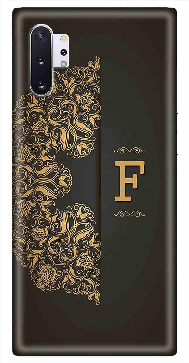 Amazon Brand - Solimo Designer Black Pattern Alphabet-F 3D Printed Hard Back Case Mobile Cover for Samsung Galaxy Note 10 Plus