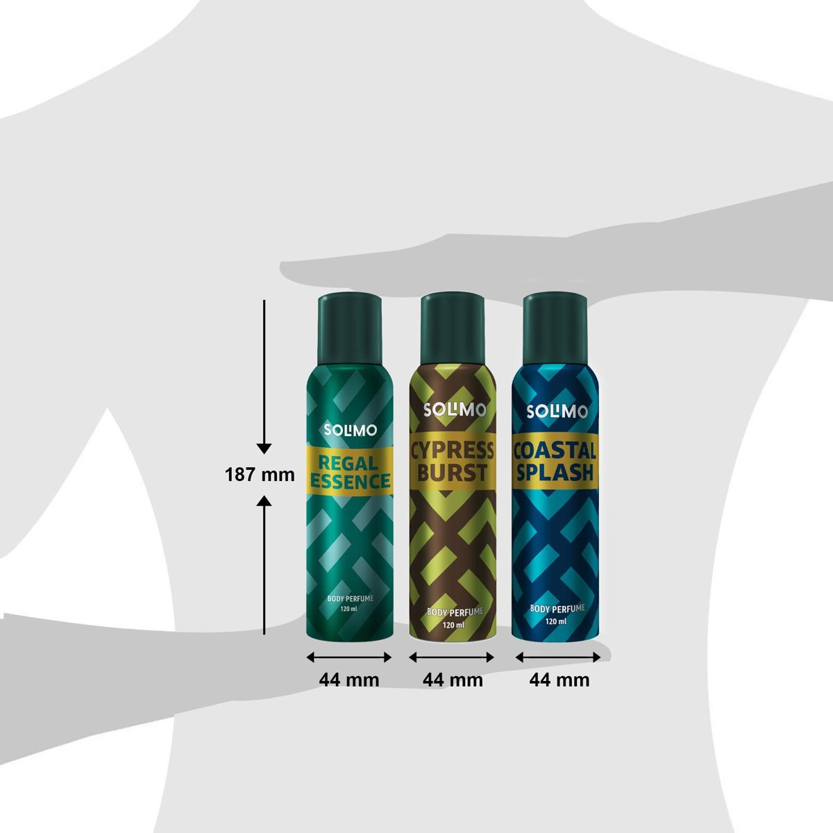 Amazon Brand - Solimo No Gas Deodorant - Pack of 3 (Regal Essence, Cypress Burst, Coastal Splash)