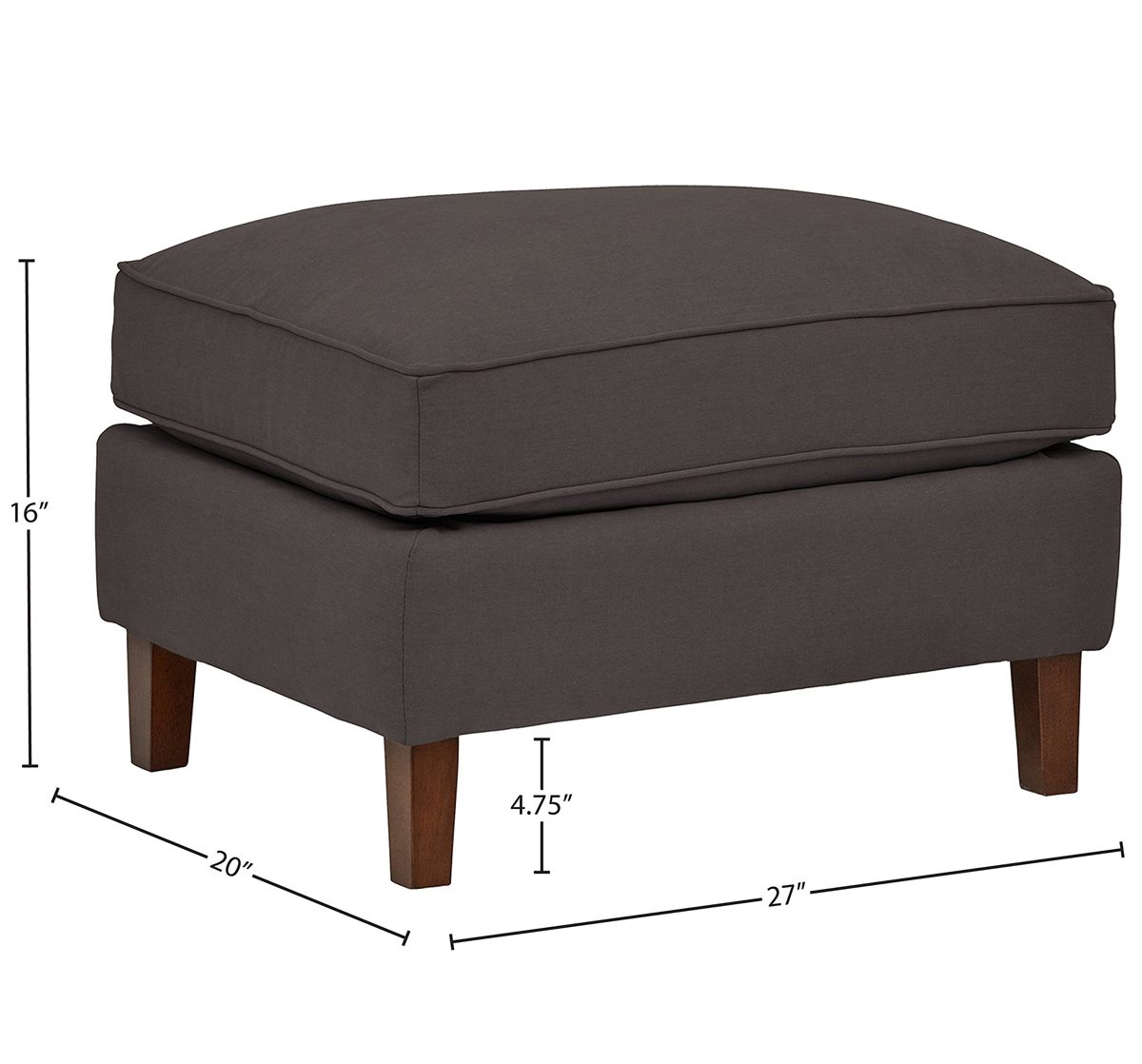Amazon Brand – Rivet Lawson Modern Angled Ottoman, 27"W, Smoke