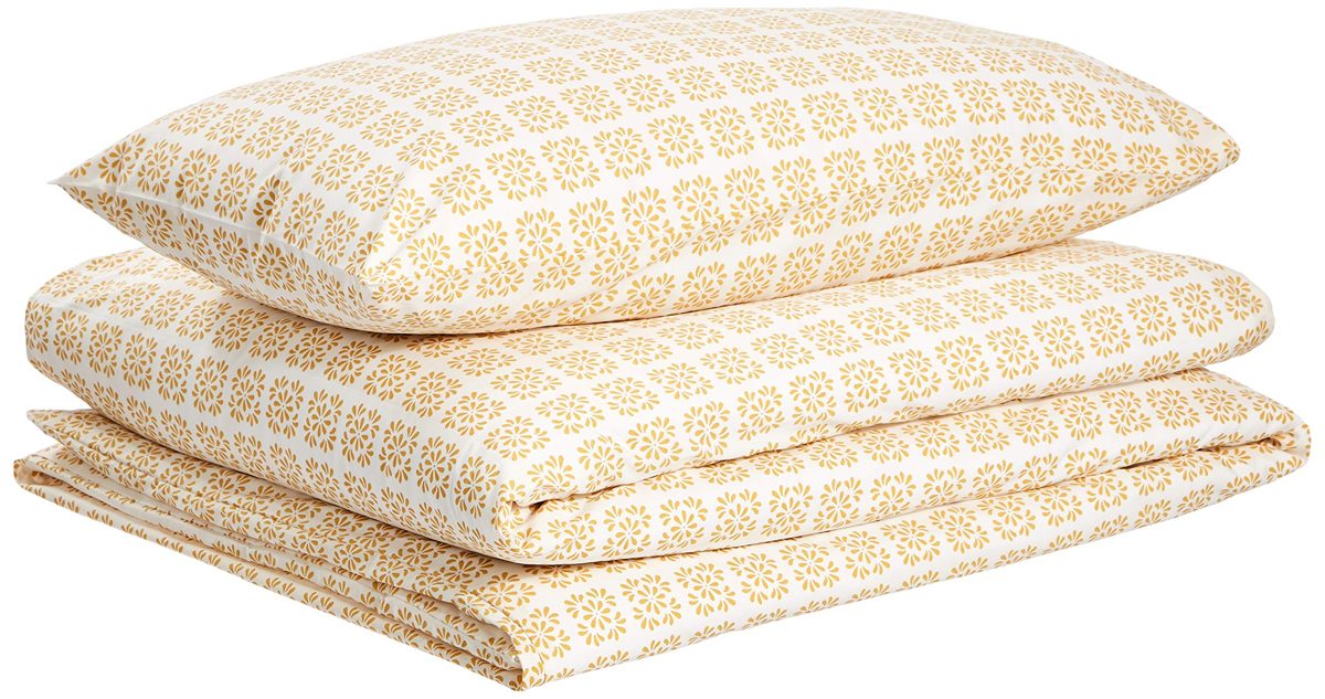 AmazonBasics Organic Cotton Super Soft Frayed Hem Percale Duvet Set