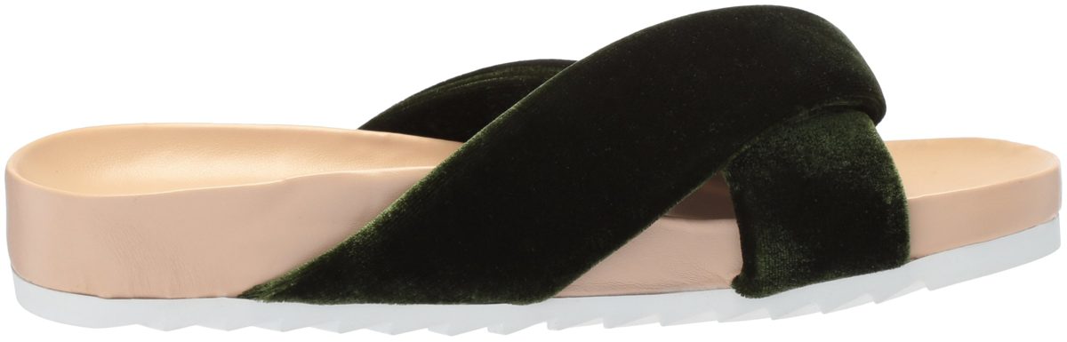 Amazon Brand - The Fix Women's Violet Twist Strap Soft Footbed Slide Sandal Flat, Olive Velvet, 9.5 B US